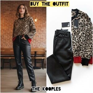 NEW - The Kooples - Bundle of Faux Leather Pants and Alpaca Wool Blend Sweater